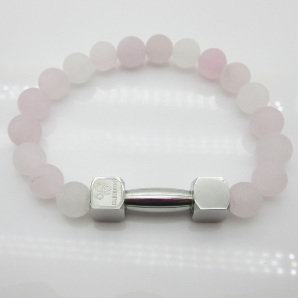 Perlenarmband mit Hantel in Roségold